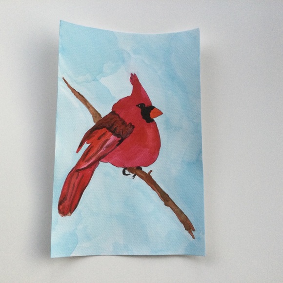 Watercolor Original Painting of Cardinal - Picture 2 of 2